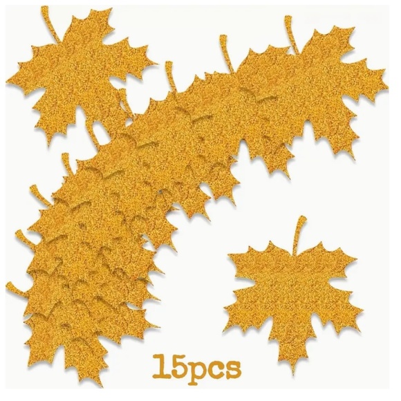 NEW 🍁 Glitter Maple Leaf Cutouts – 30pc Set (Gold + Orange) ✨ - Picture 2 of 6